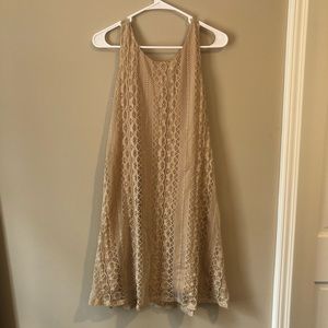 Cream Lace Strapless Dress - M